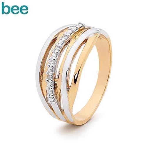 Image of 9 kt guld Diamond strudded fingerring blank fra Bee Jewelry